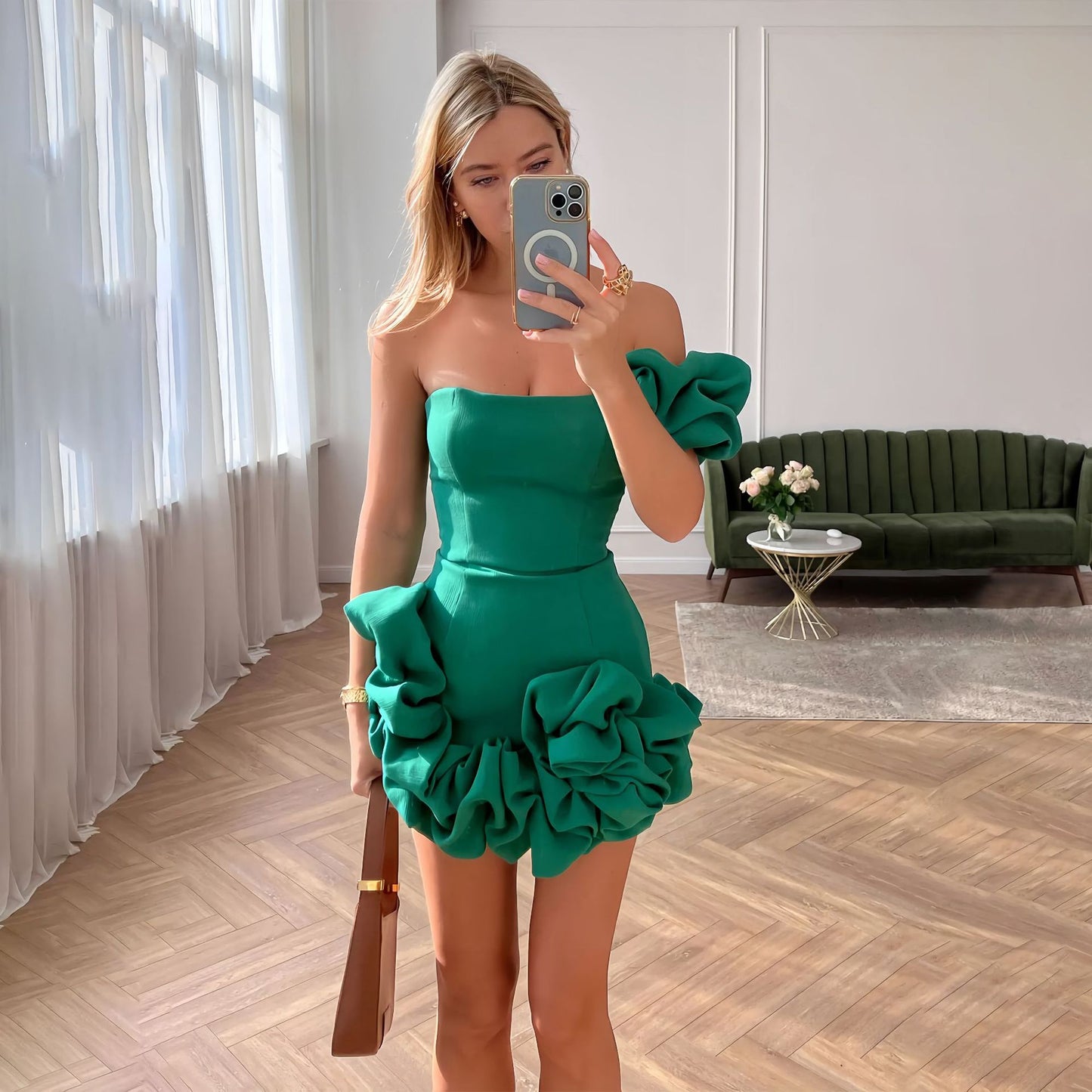 Dress Tight Irregular Ruffled Bud Waist Dresses