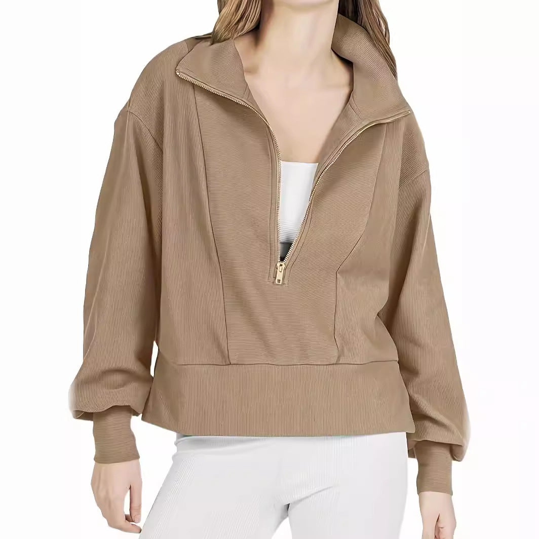 Women's Zipper Pullover Long Sleeve Sweatshirt Casual Women's Sweater, Sweater