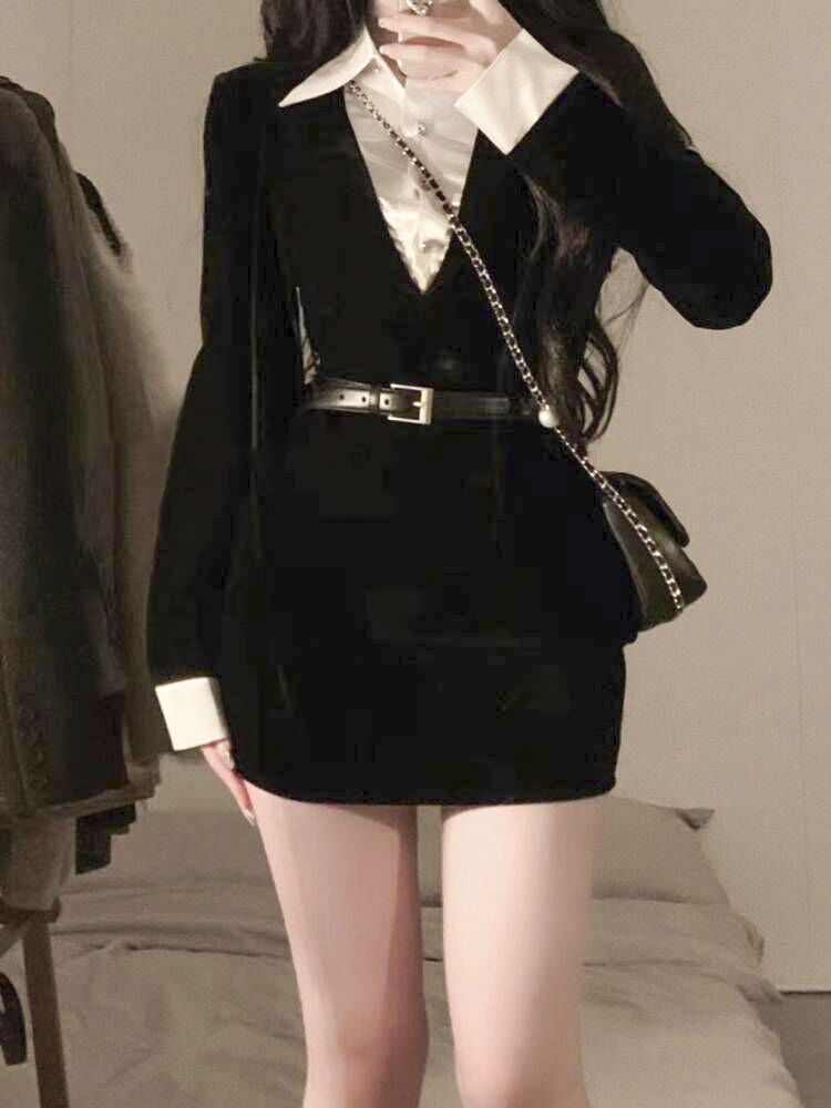 Women's Pieces Adult Lady Like Woman Wind Black Skirts