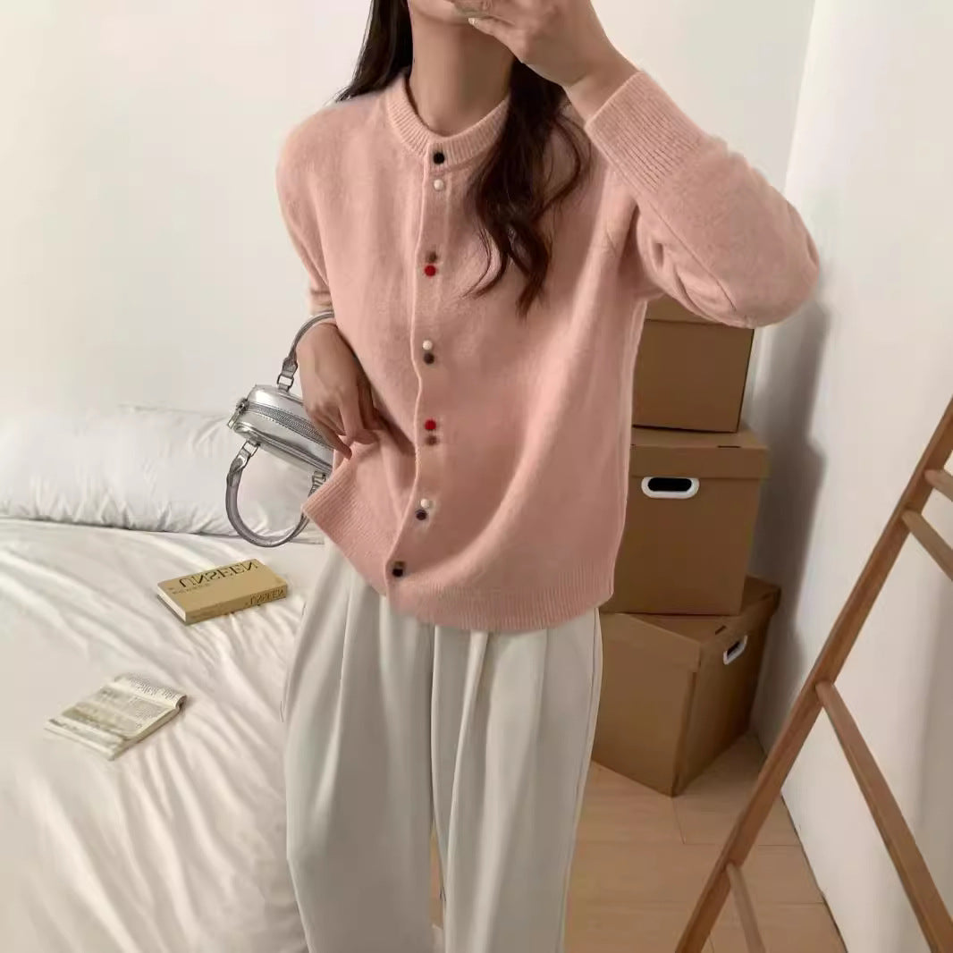 Women's Korean Solid Color Casual Round Neck Sweater