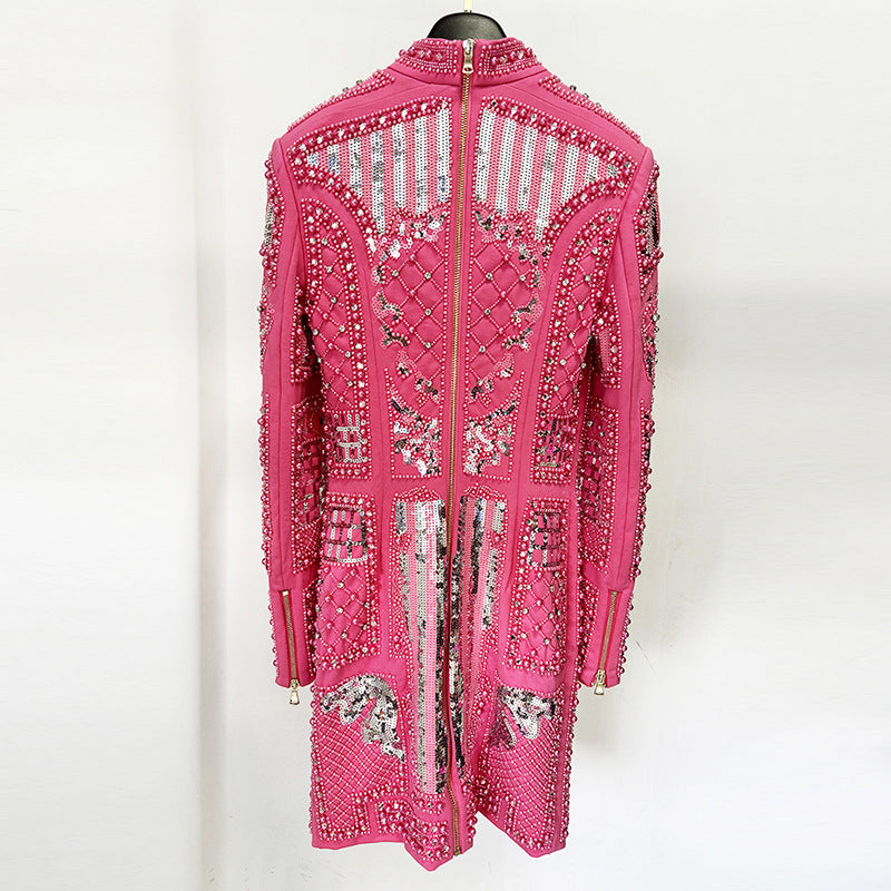 Fashion Diamond Beaded Sequins Stretch Tight Dress