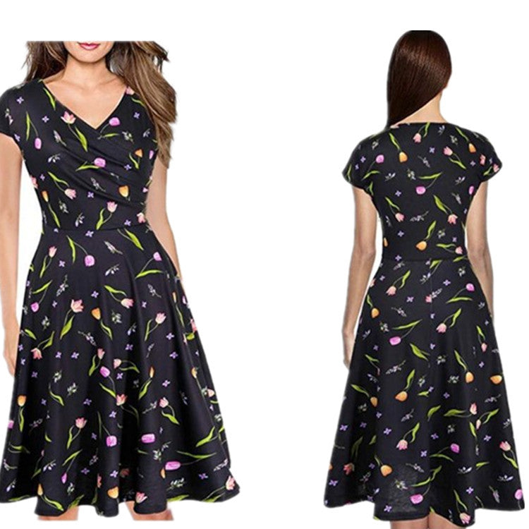 Women's Printed Bohemian Beach Dress Expandable Dresses