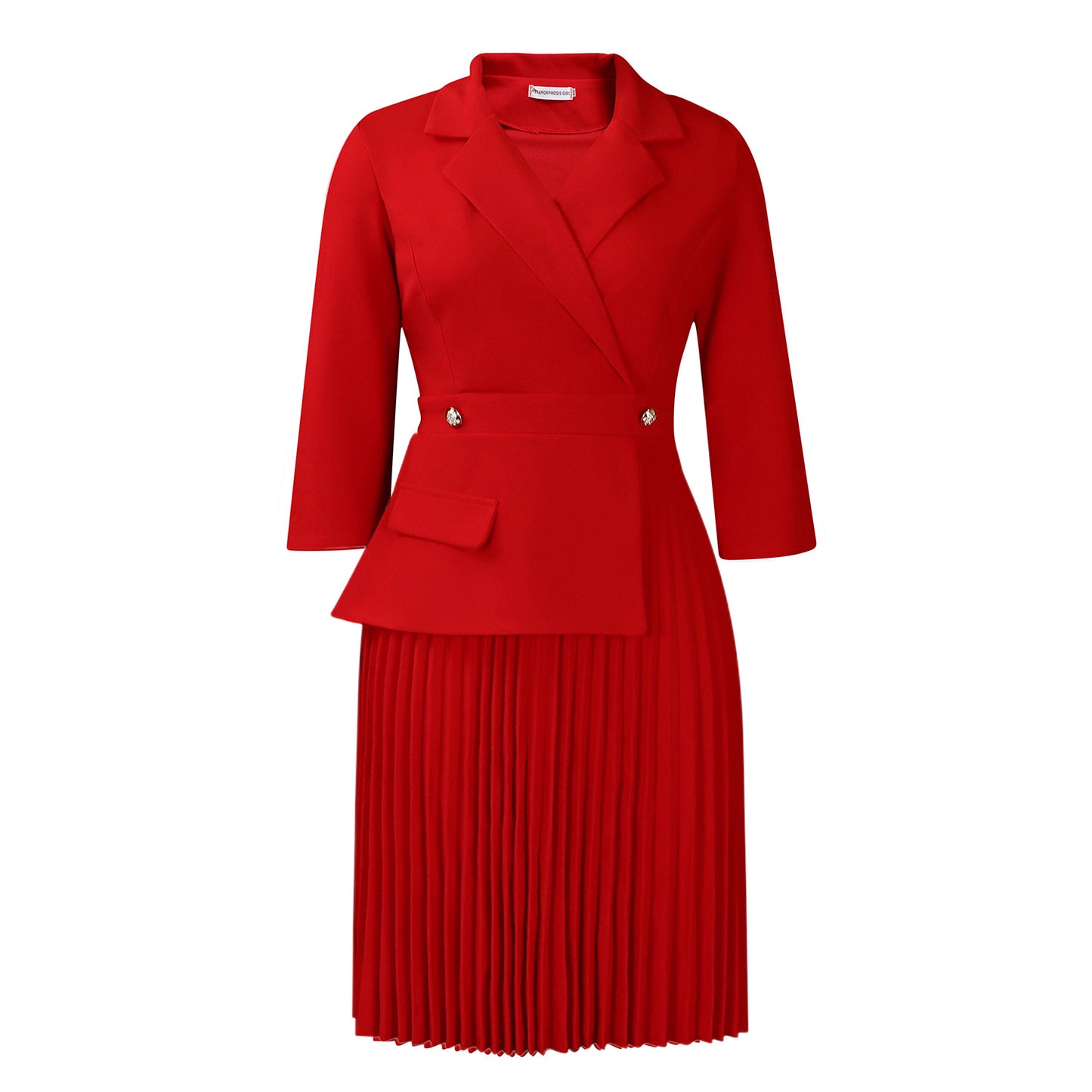 Women's Autumn Fashion Elegant Collar Solid Color Pleated Suits