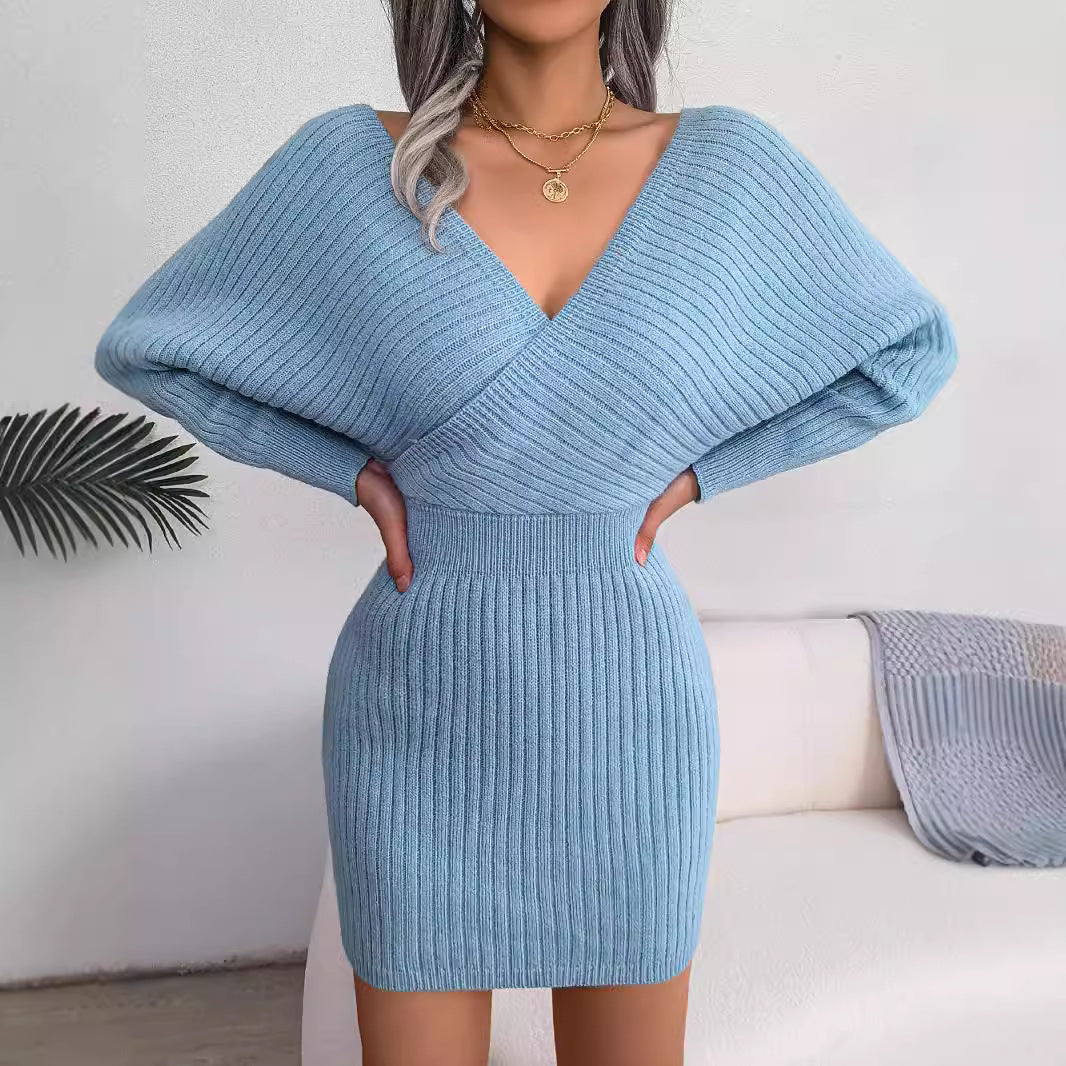 Women's Sexy Cross Bat Sheath Woolen Skirts
