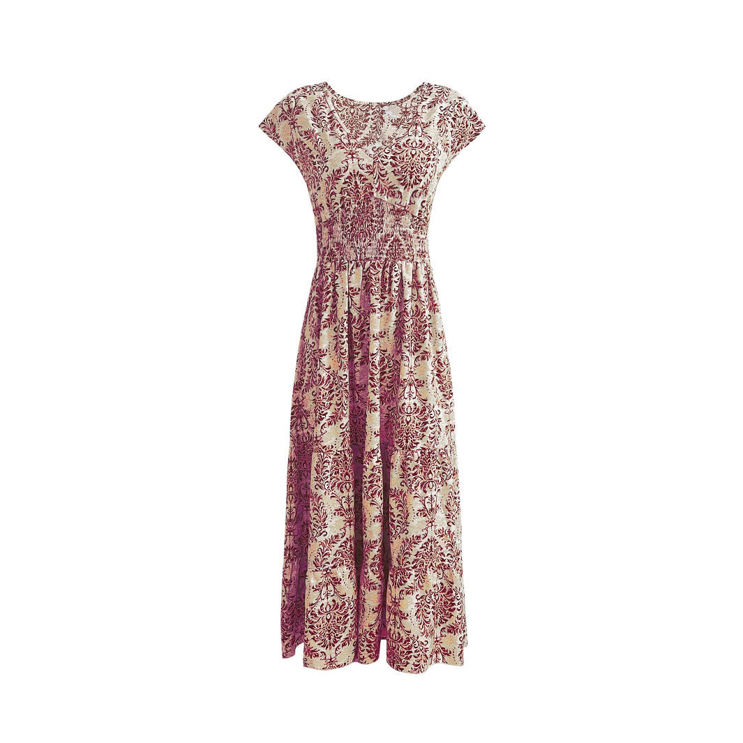 Women's Retro Printed Fashion Elegant Sleeve Long Dress