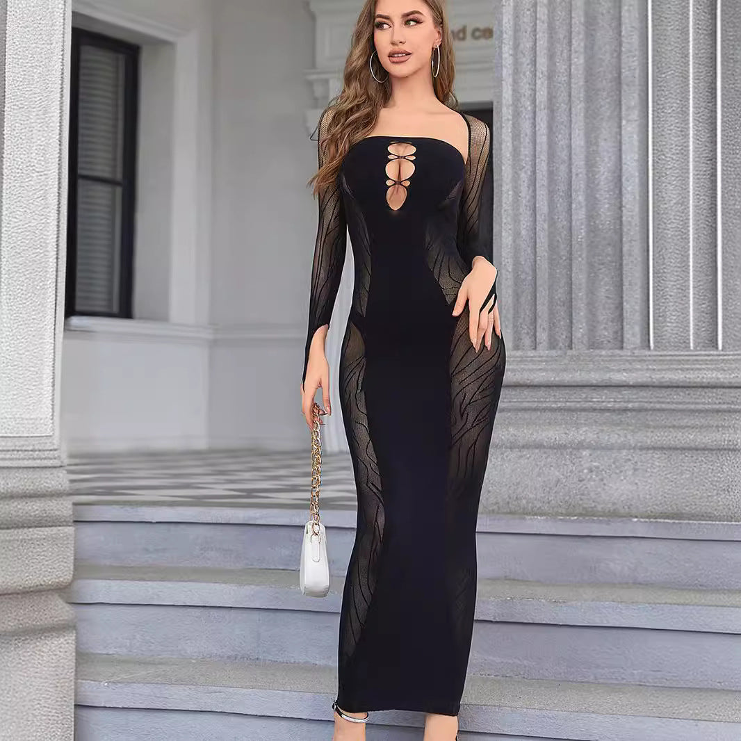 Women's Long Sleeve Slim Fit Sexy Cutout Versatile Dress