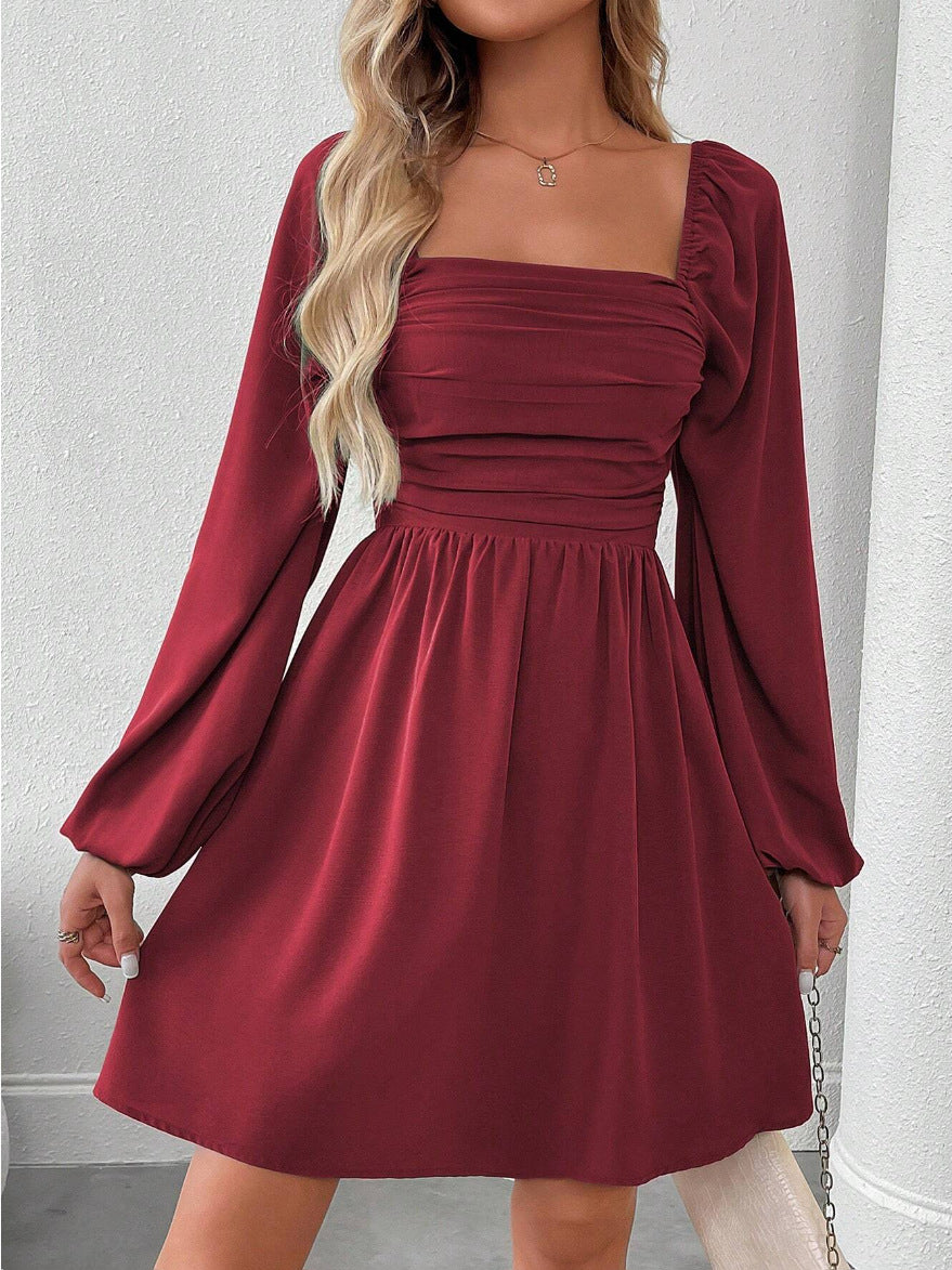 Women's Long Sleeve Pleated Simple Casual Autumn Skirts
