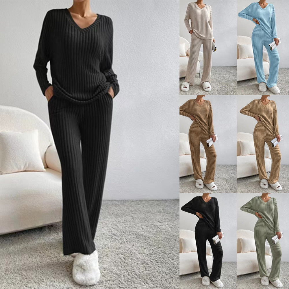 Two-piece Straight Loose Sunken Stripe Temperament Pants
