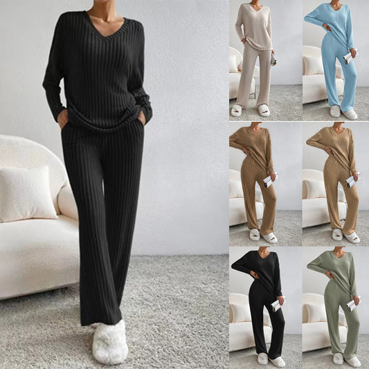 Two-piece Straight Loose Sunken Stripe Temperament Pants