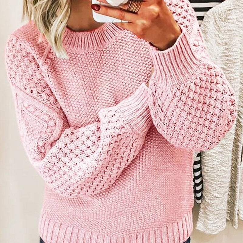 Women's Warm Solid Color Outerwear Knitted Pullover Knitwear