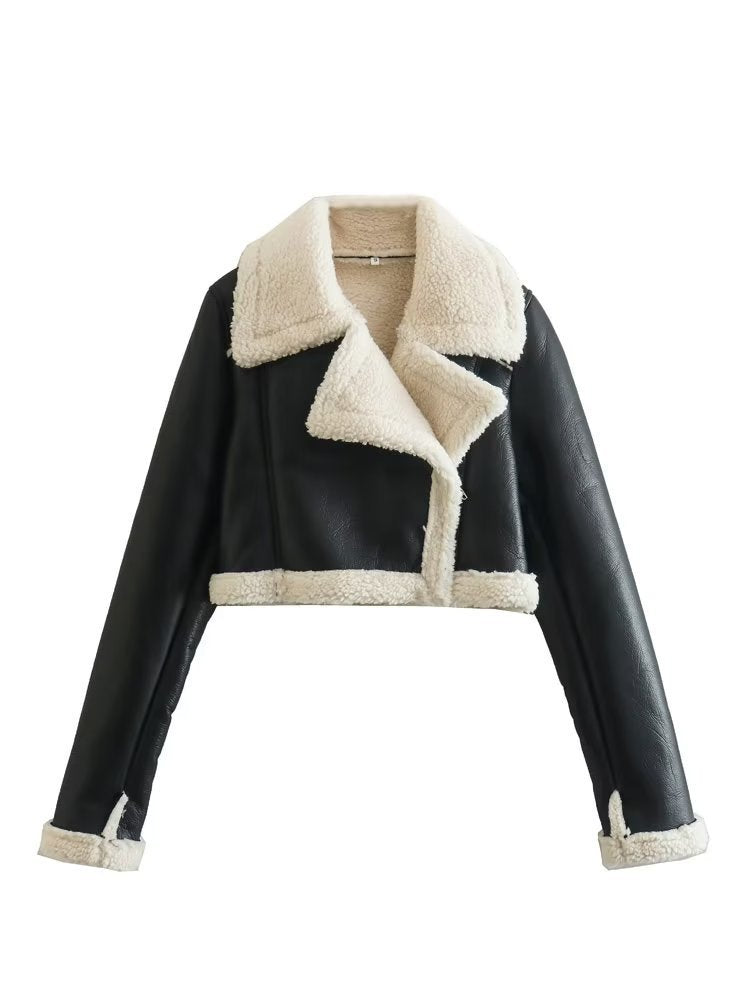 Women's Lapel Fur One-piece Fleece Double-sided Jackets