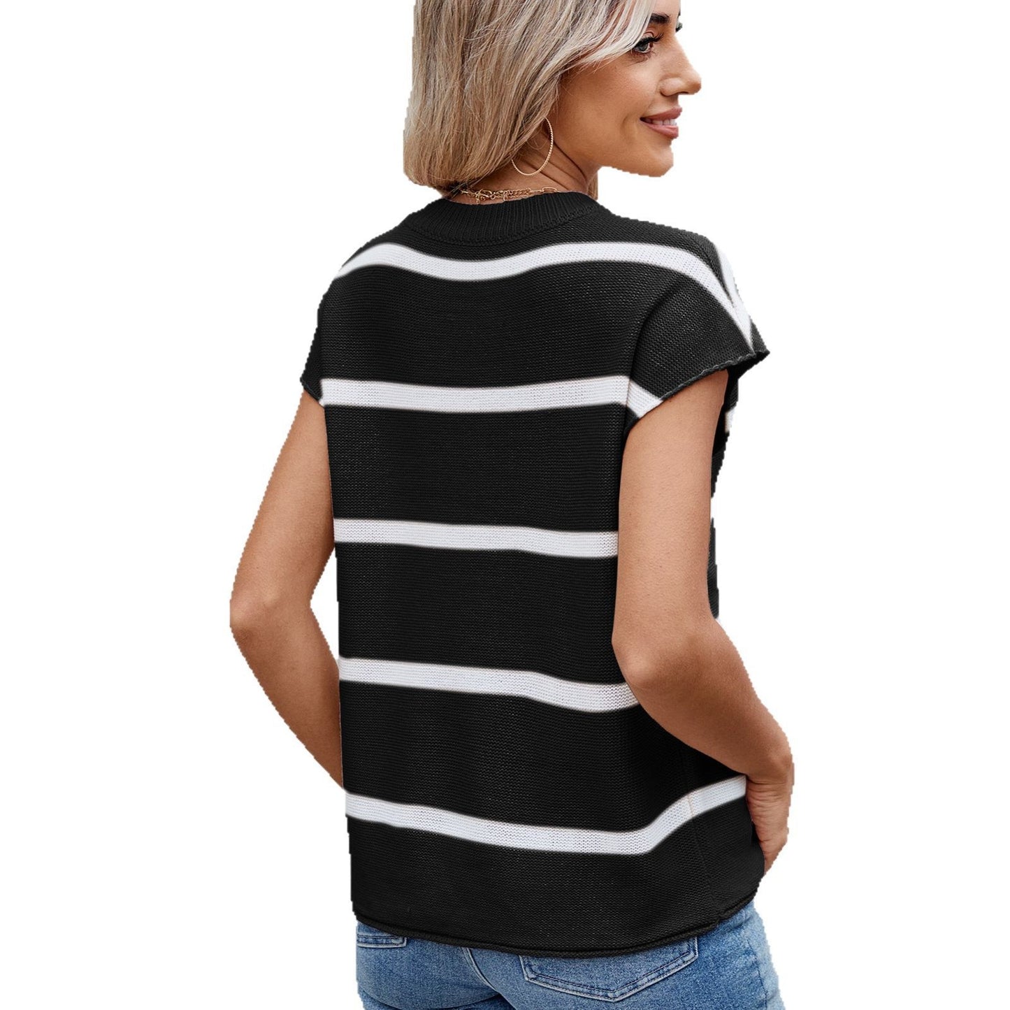 Women's Summer Round Neck With Sleeves Casual Sweater