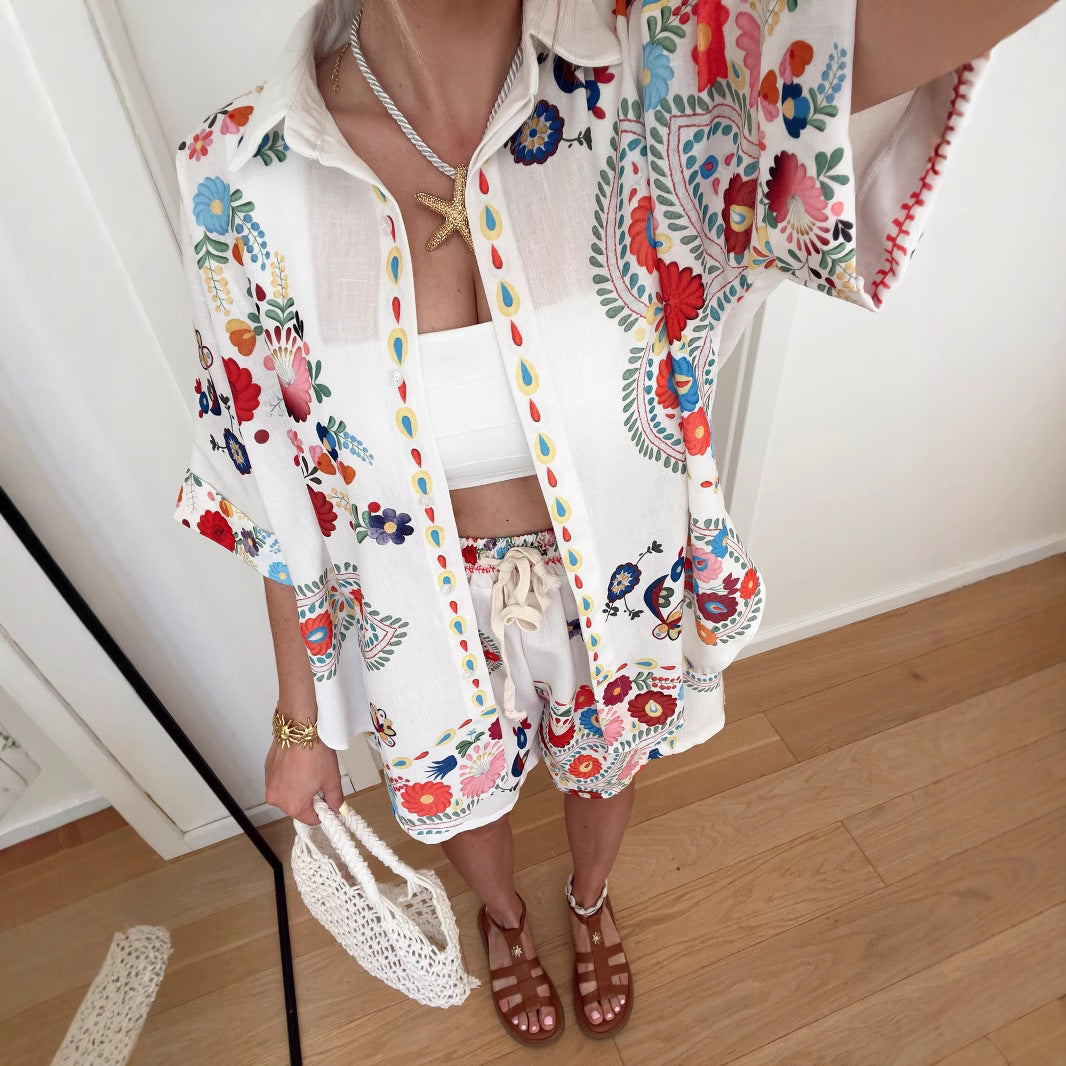 Durable Classic Stylish Bohemian Linen Shirt Fashion Casual Suit