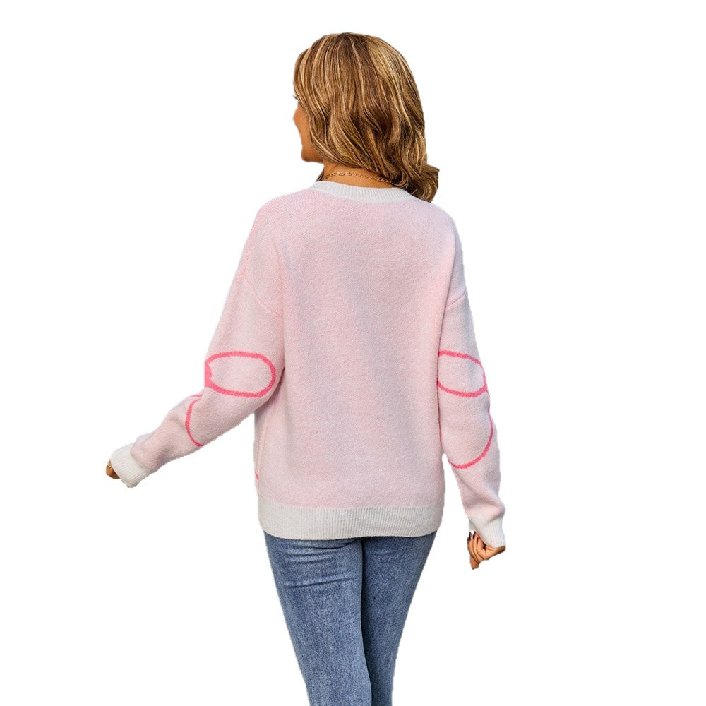 Women's Bow Round Neck Leisure Pullover Fashion Sweaters