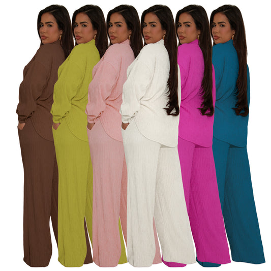 Women's Elastic Crumpled Swing Wide Leg Suits