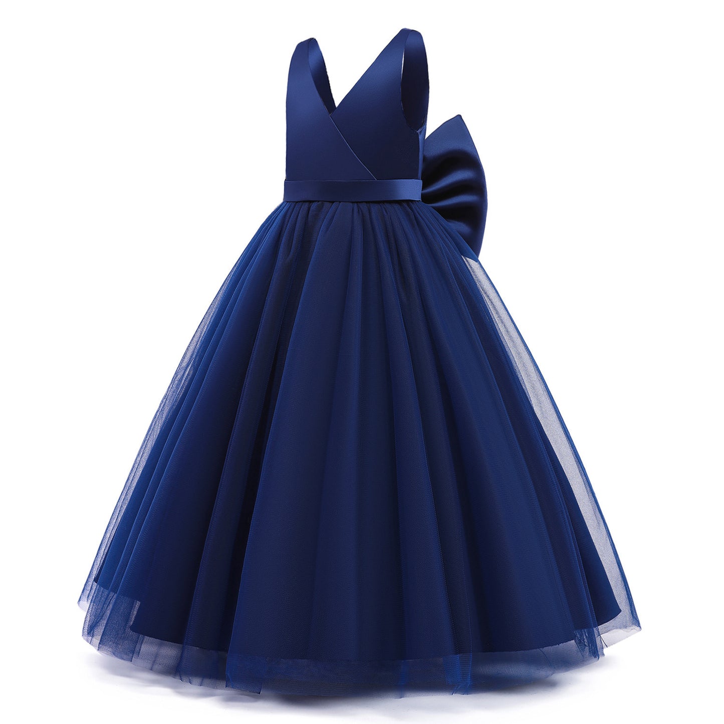 Children's Sleeveless Satin Mesh Birthday Performance Puffy Dresses