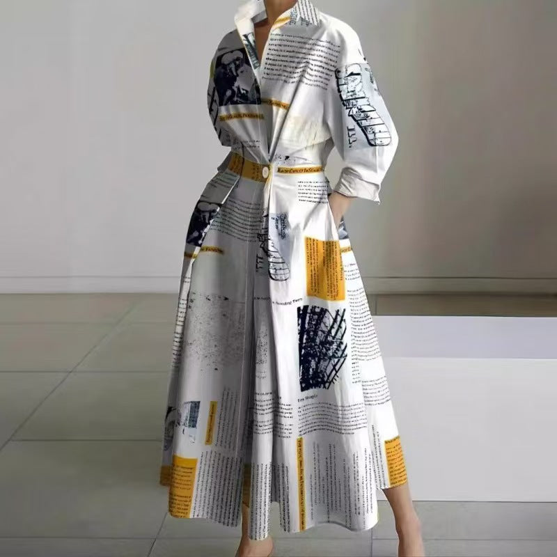 Commuting Fashion Collar Lining Sleeve Loose Dresses