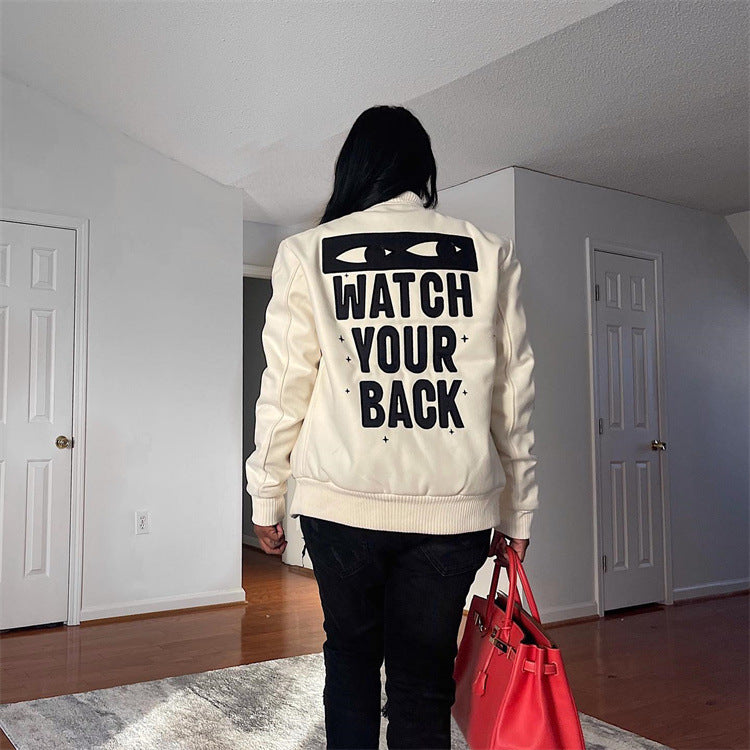 Women's Slouchy Comfortable Autumn Beige Printing Jackets