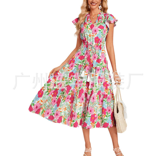 Women's Sleeve Tassel Bohemian Vacation Beach Dress Shorts