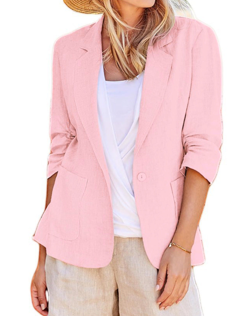 Women's Summer Temperament Sleeve Solid Color Collar Blazers