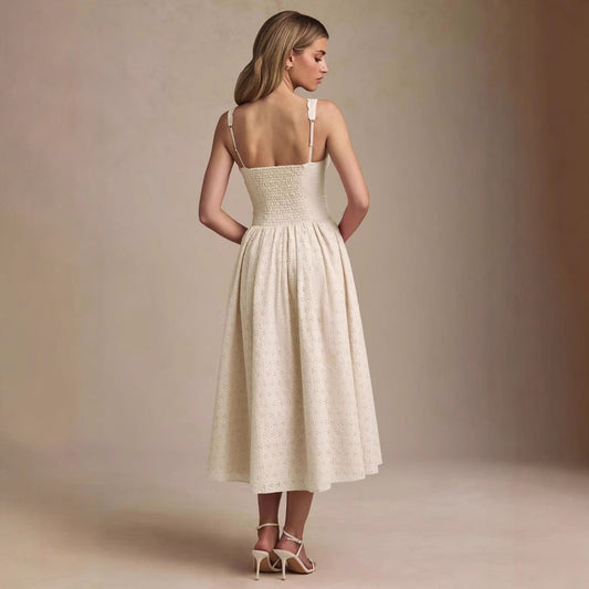 Solid Color Embroidery Sexy Slim Strap Dresses