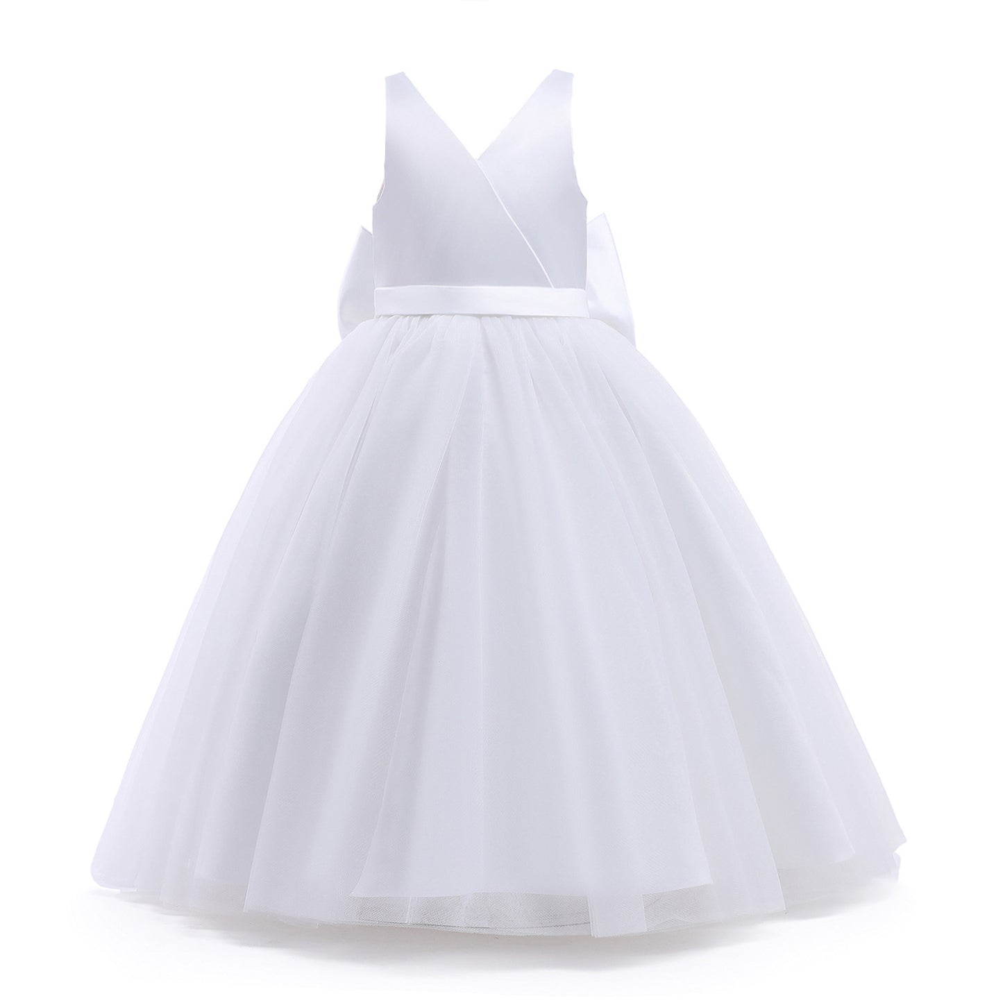 Children's Sleeveless Satin Mesh Birthday Performance Puffy Dresses