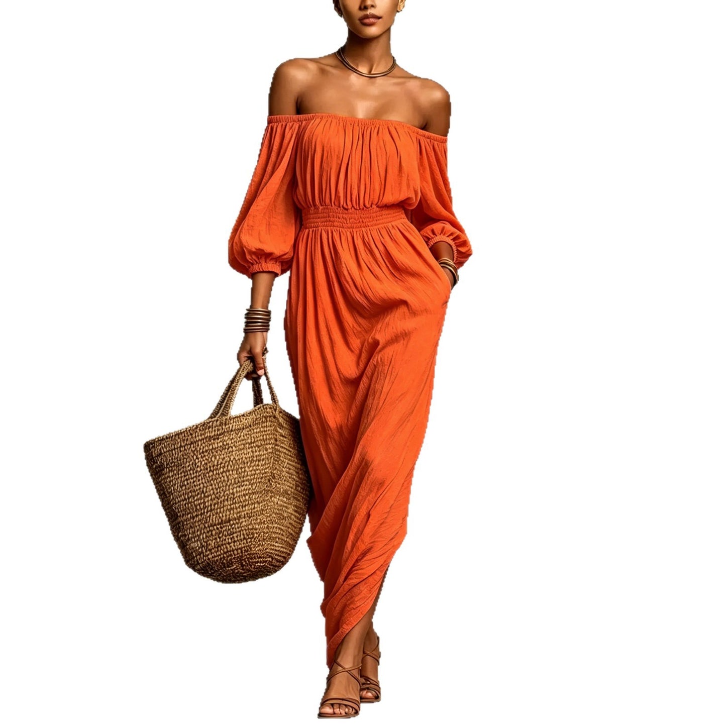 Women's Smocking Solid Color Holiday Casual For Dress