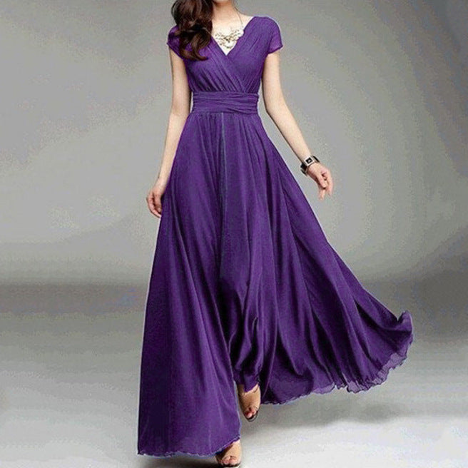 Sleeve Bohemian Chiffon Slim Looking Belly Dress