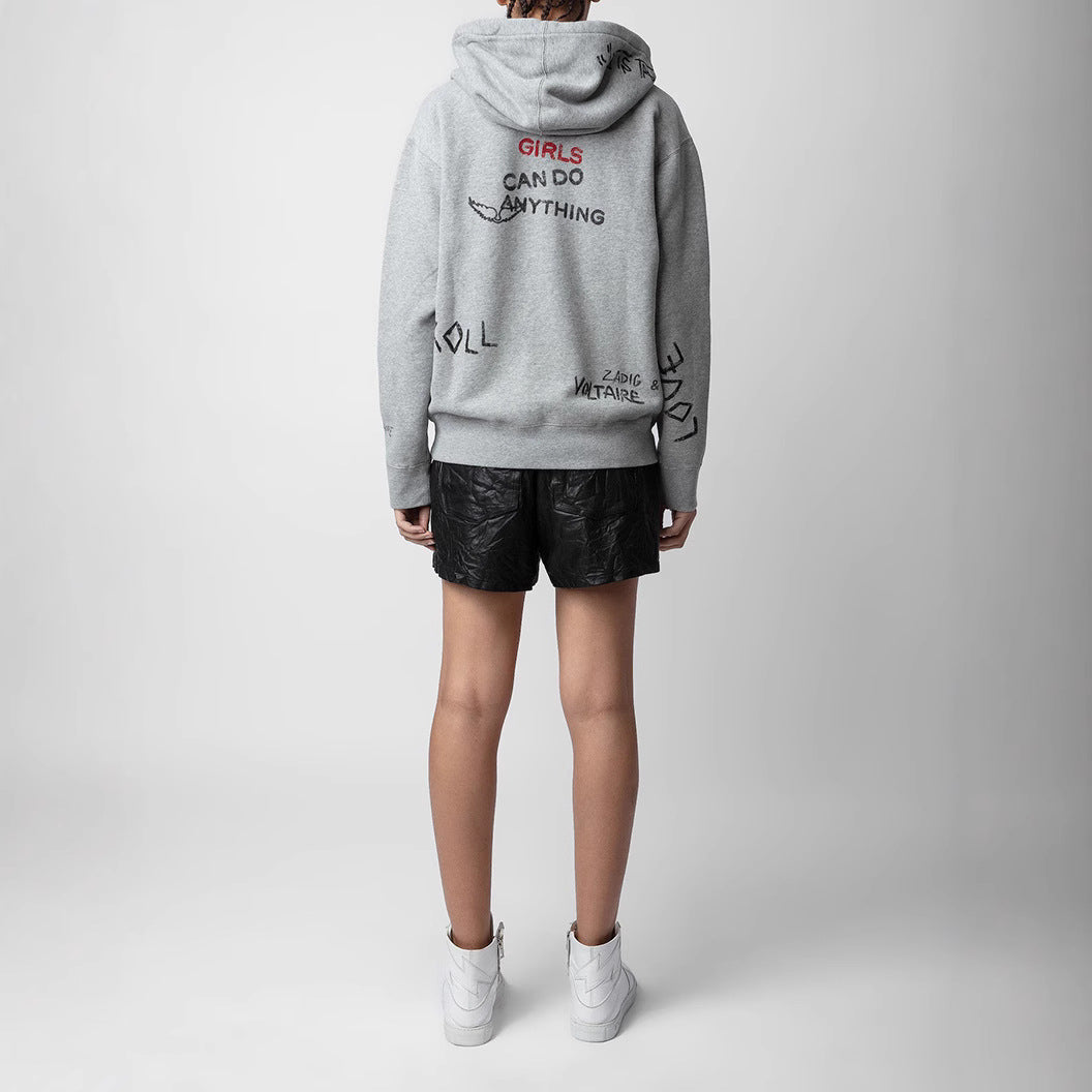 Women's Winter French Niche Iti Letters Printing Veet Sweaters