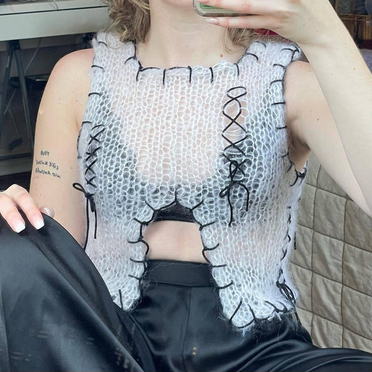 Women's Summer Sexy Irregular Contrast Color Sleeveless Knitwear