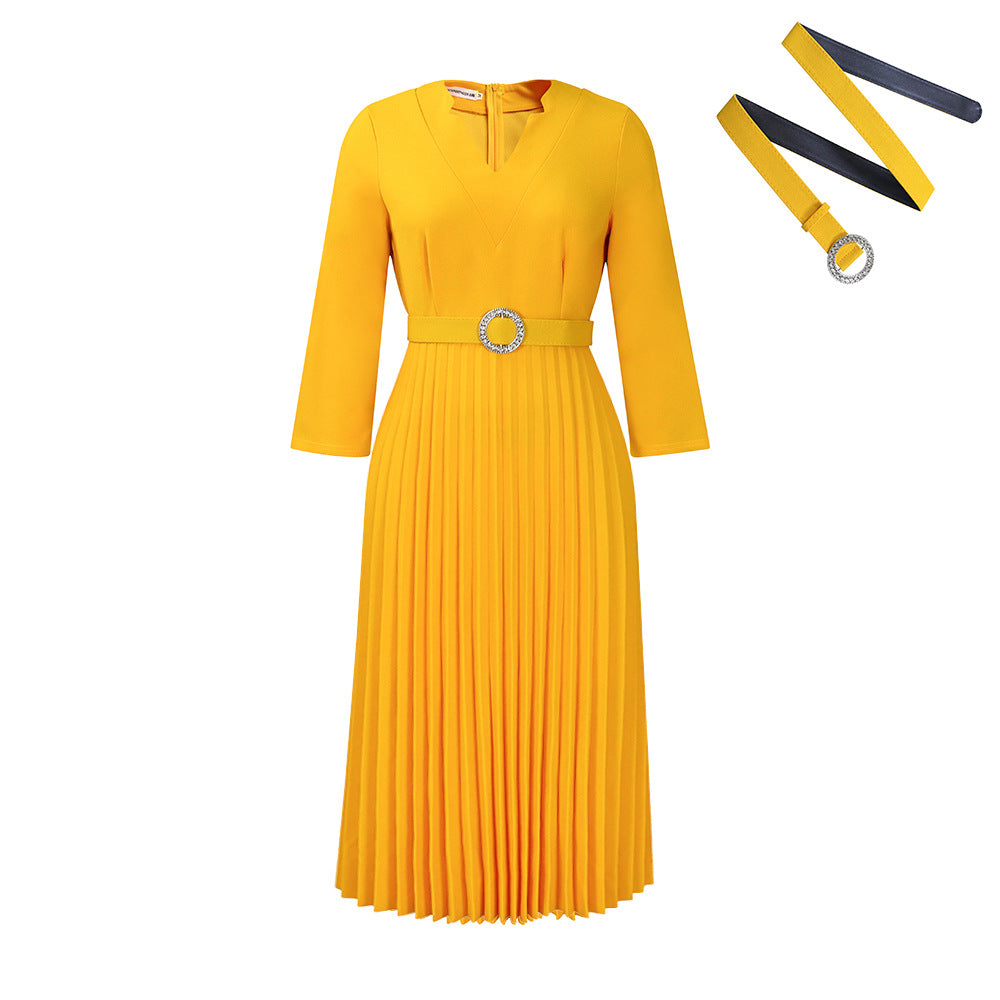 Women's Autumn Fashionable Elegant Pleated Dress Dresses