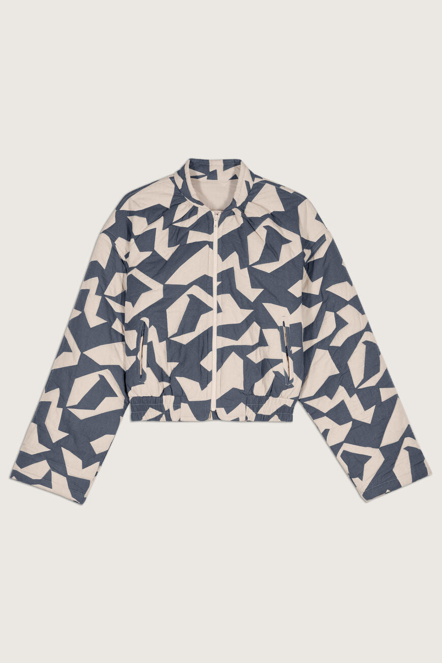 Beautiful Printed Stream Cotton Geometric Bomber Coats