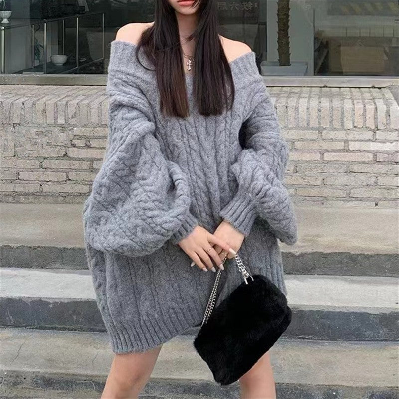 Women's Glutinous Loose Outer Wear Idle Style Design Sense Sweater