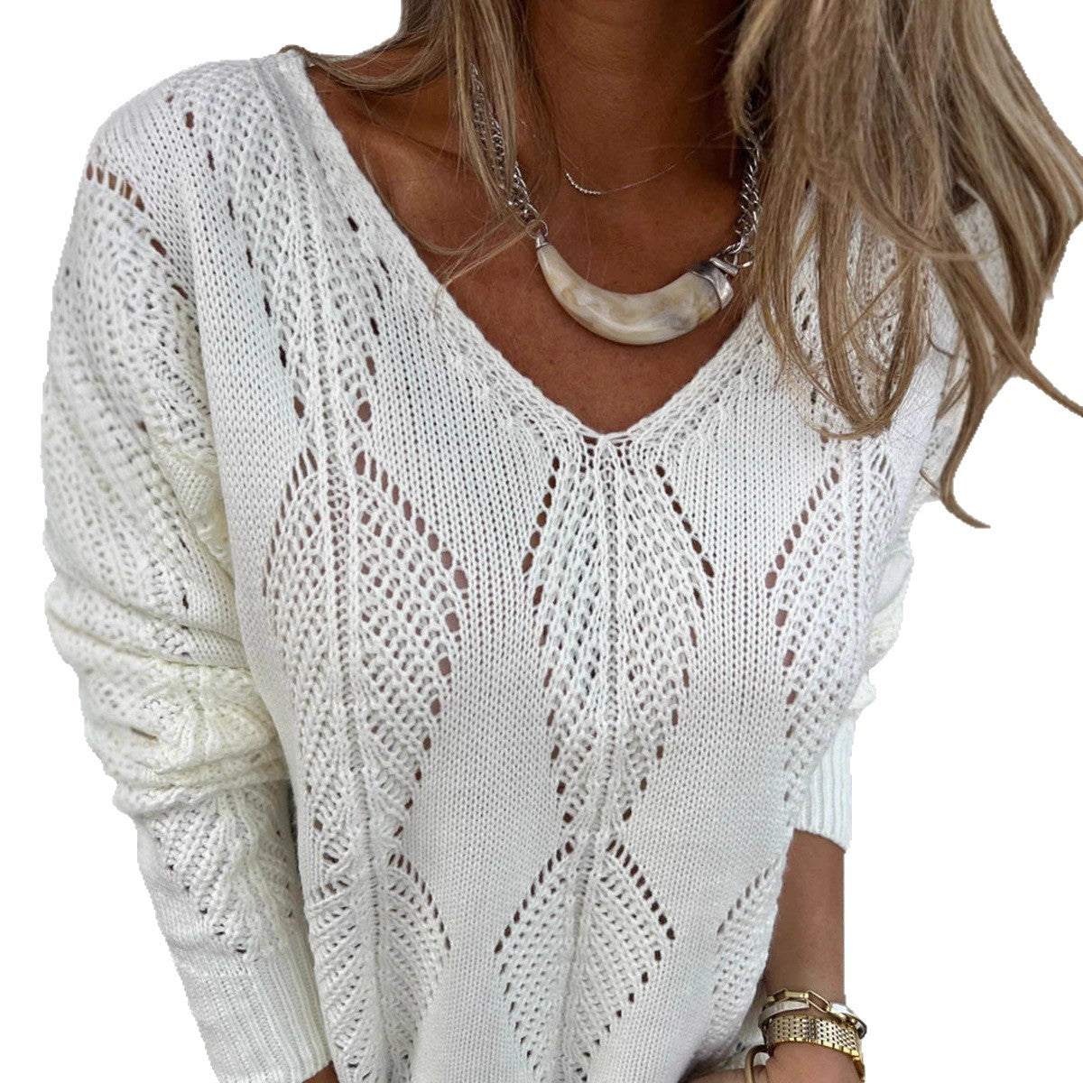 Women's Leaves Long-sleeved Knitted Loose Double-sided Wearable Sweater