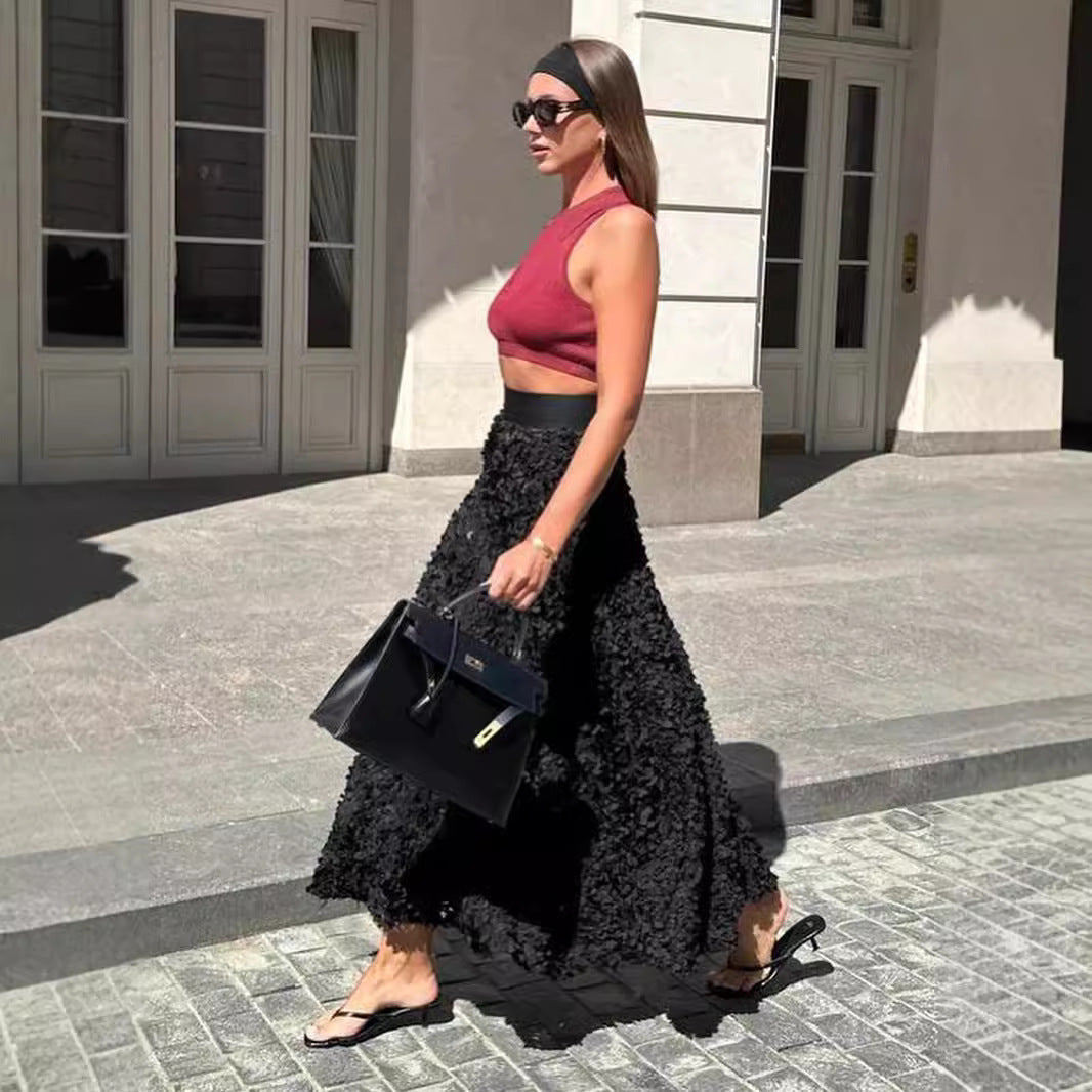 Women's Dress Petal Design Long Dinner Skirts