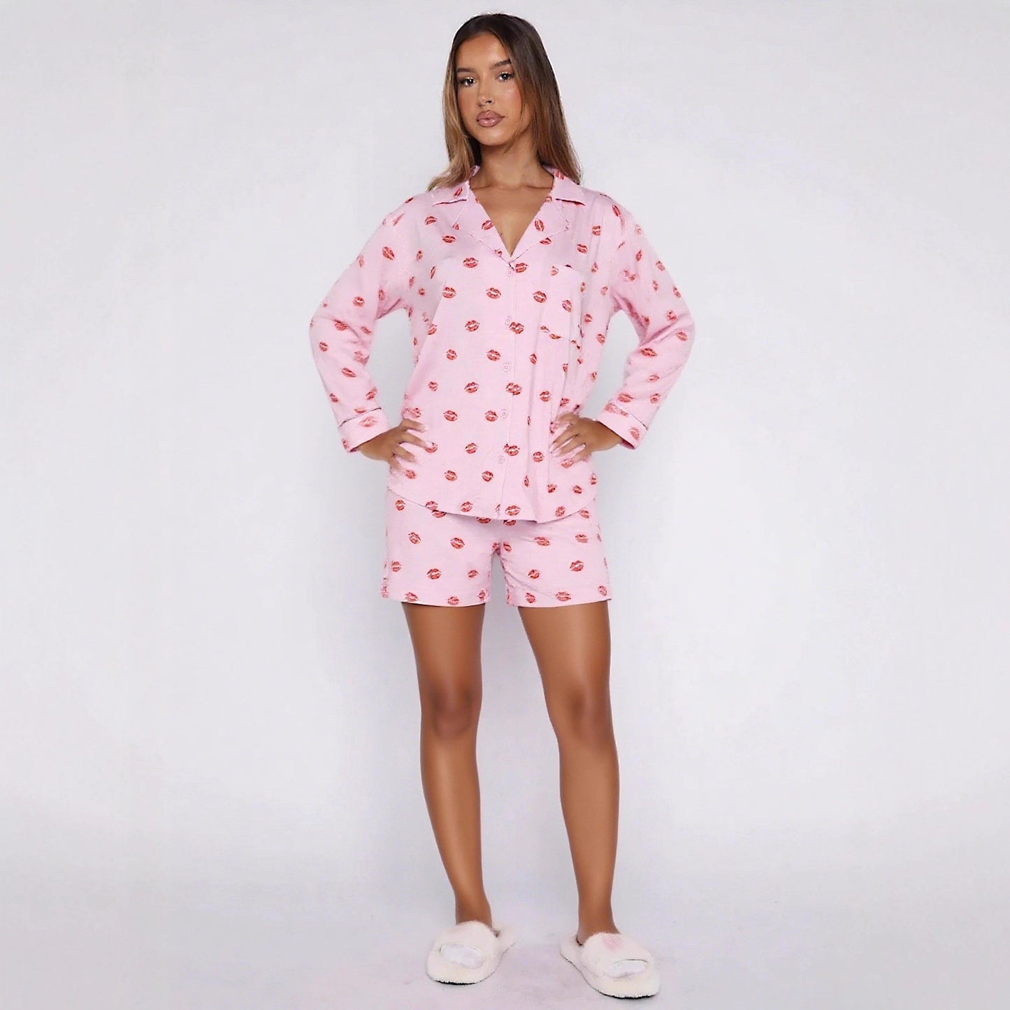 Women's Pajamas Lapel Long Sleeve Two-piece Set Fashion Casual Suit