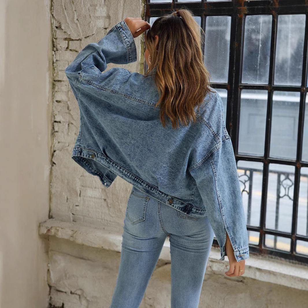 Women's Loose Casual With Big Pockets Denim Jackets