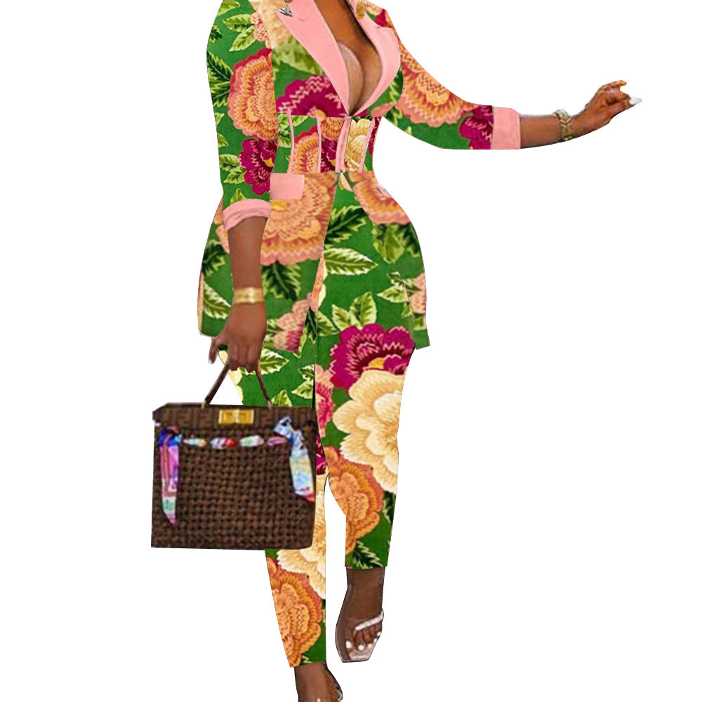 Cool Elegant Green Fruit Collar Two-piece Suits