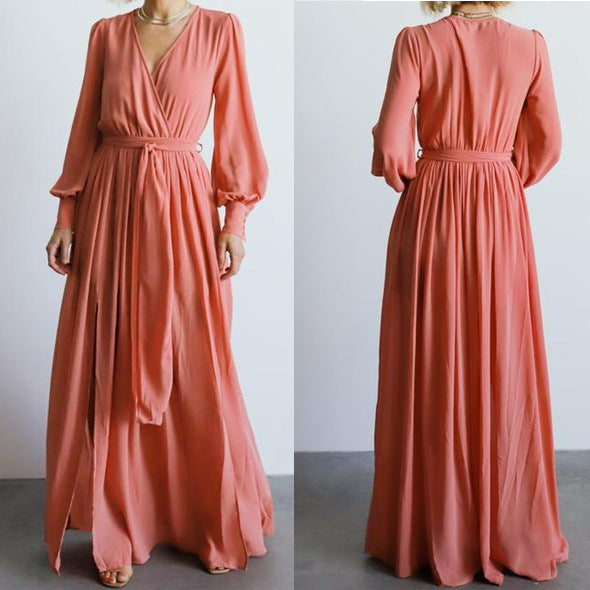 Women's Banquet Dress Swing High Waist Slit Dresses