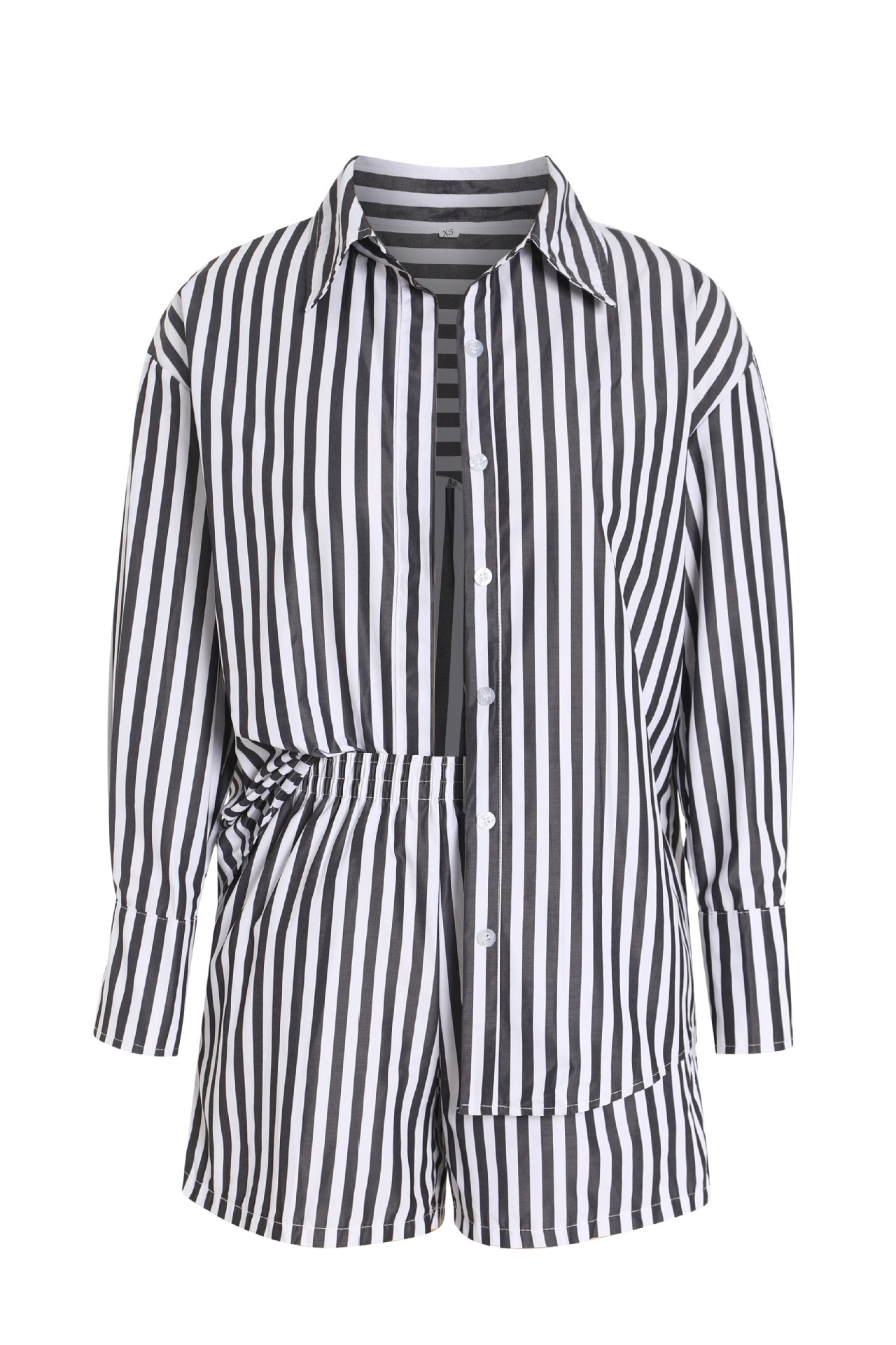 Women's Striped Long Sleeve Shirt Loose High Waist Two-piece Fashion Casual Suit