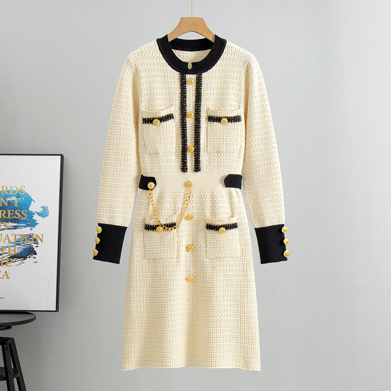 Women's Korean Knitted Loose Slimming Mid-length Classic Style Inner Wear Dress