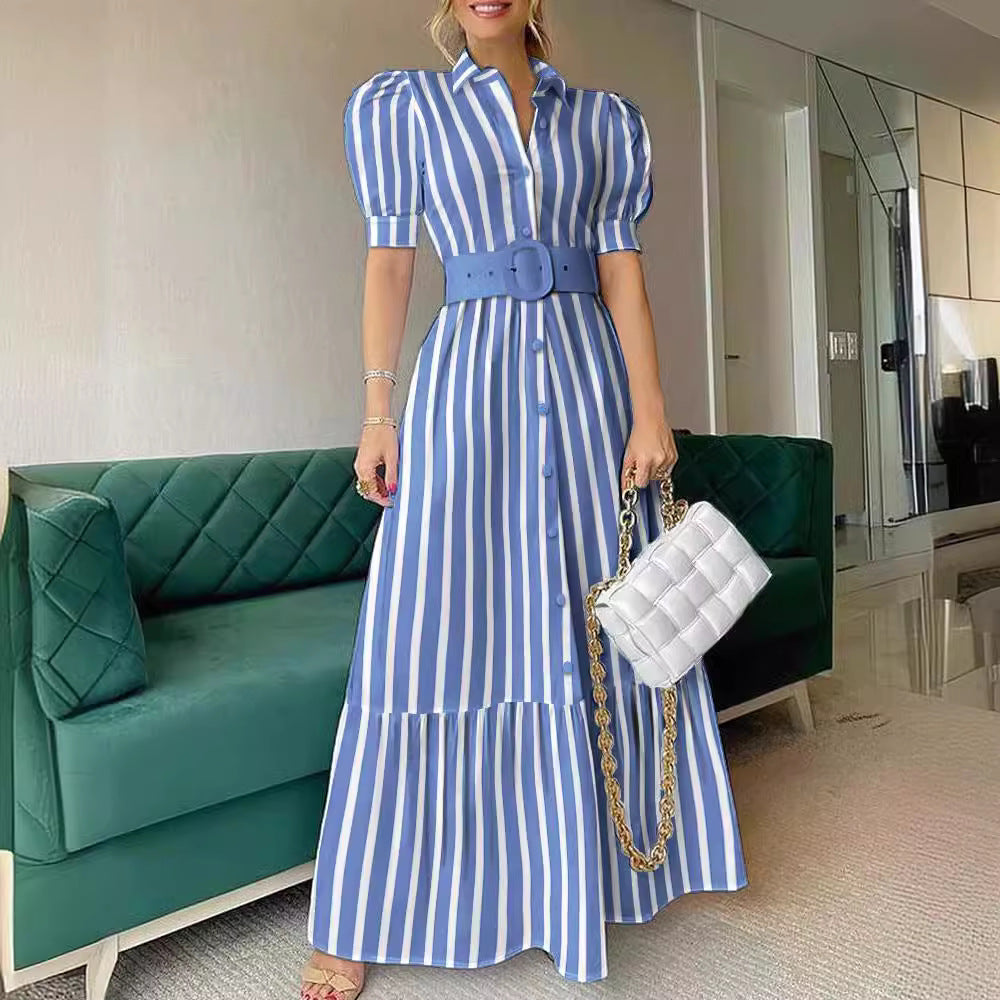 Summer High Waist Temperament Pure Color Dresses