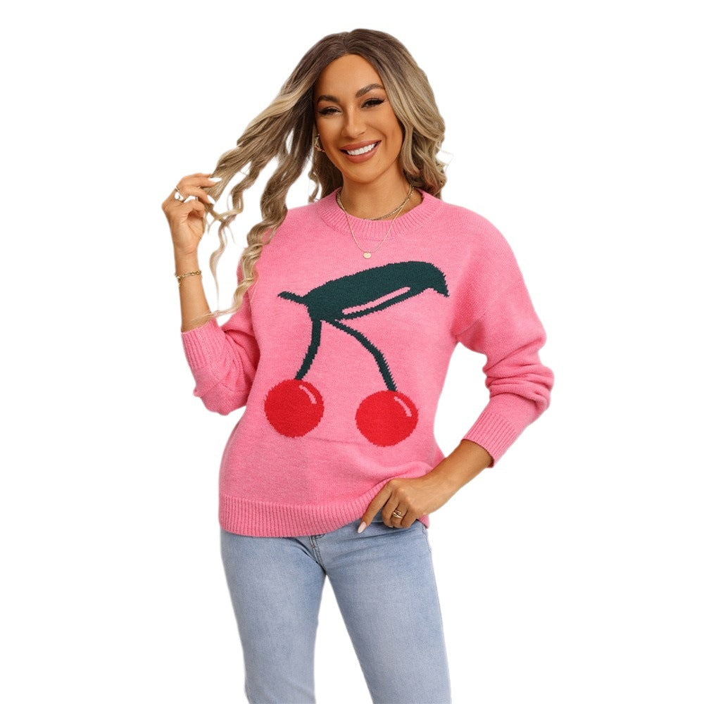 Women's Cute Cherry Valentine's Day Casual Fashion Sweater