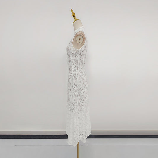 Women's Retro French Embroidered Lace Long Dress Skirts