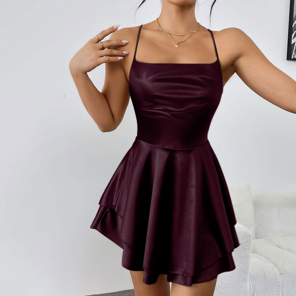 Women's Summer Sexy Pleated Slim Sleeveless Suspender Dress