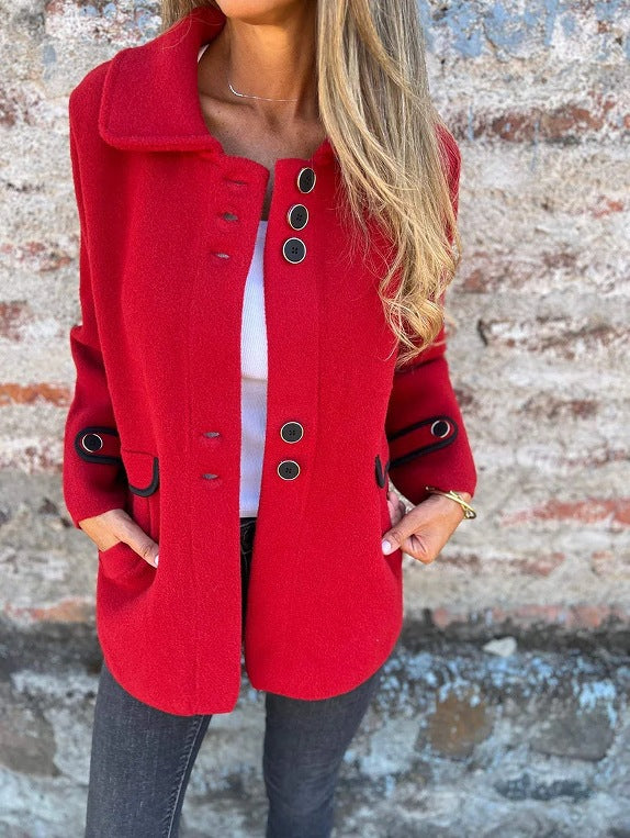 Women's Stylish Lapel Single Breasted Long-sleeved Coats