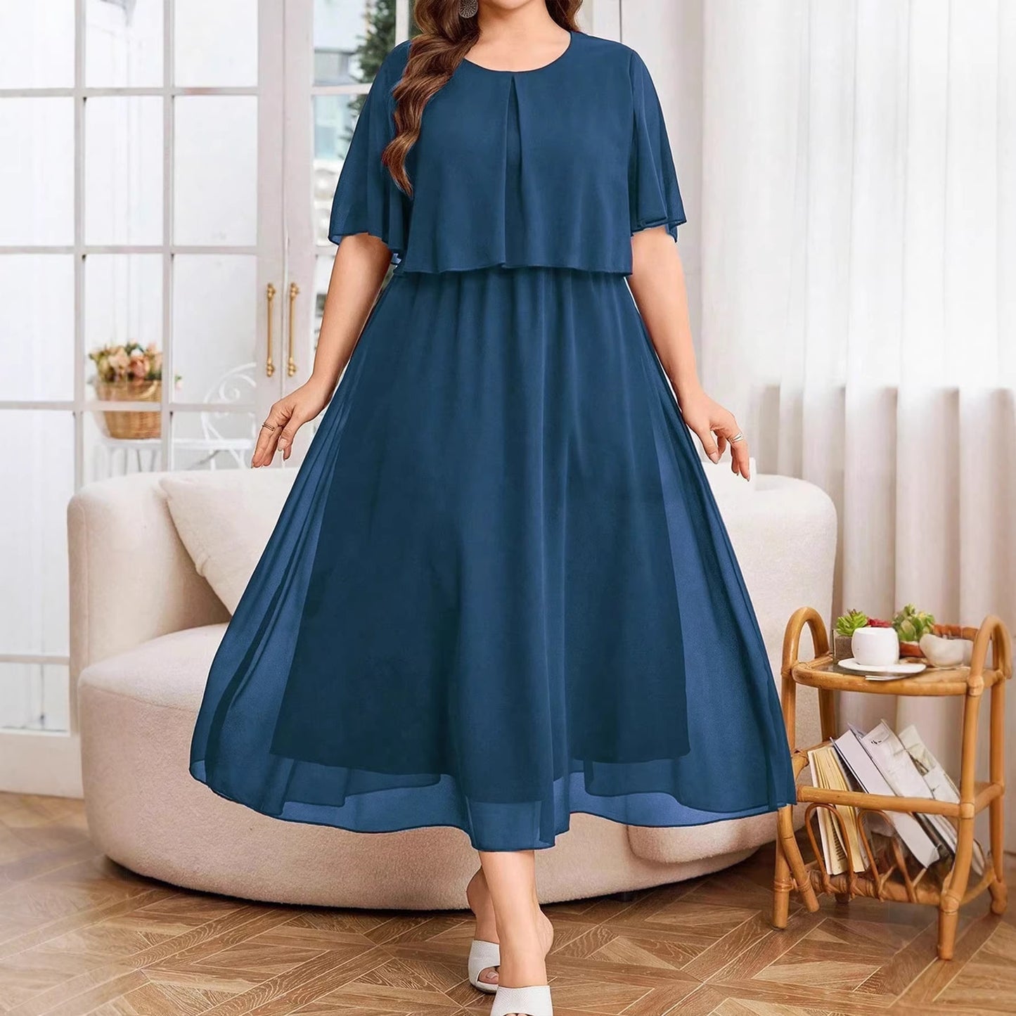Color Round Neck Sleeves Casual Romantic Beach Elegant Graceful Shorts