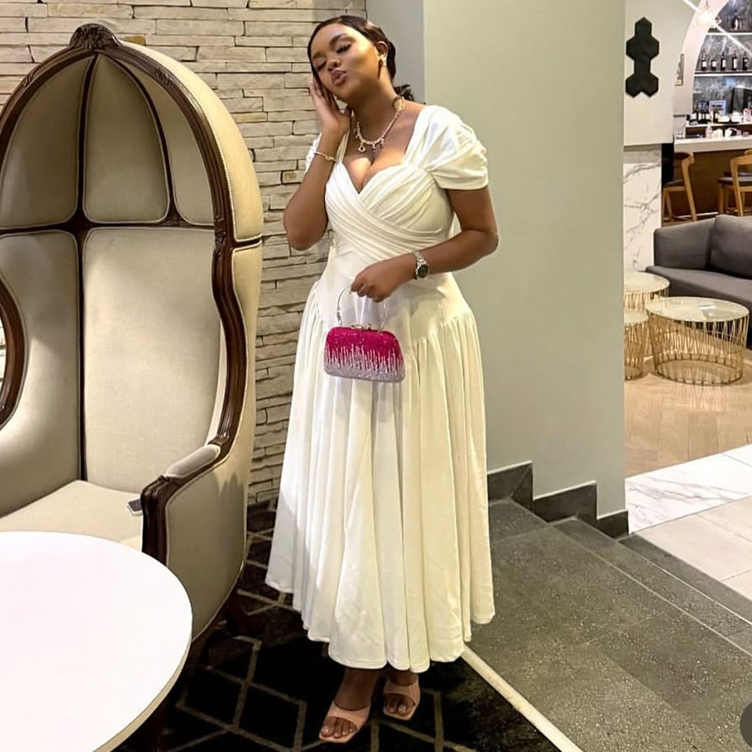 Women's Fashion Elegant Long Tube Collar Cinched Dresses