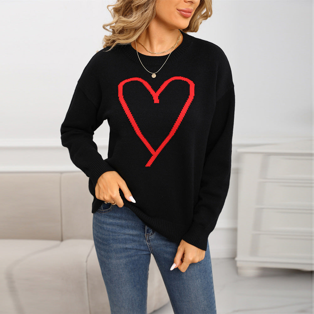 Women's Love Big Peach Heart Valentine's Day Sweaters