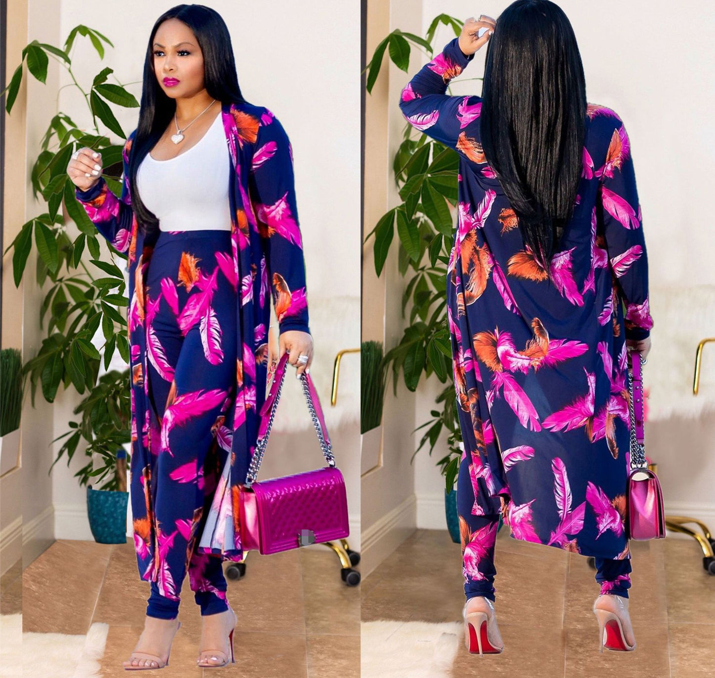 Print Long Sleeve Two-piece Set Nightclub Suits